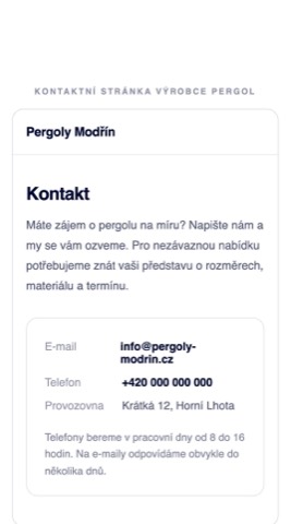 Rekonstrukce kontaktní stránky se sběrnou adresou info@ a bez jména člověka