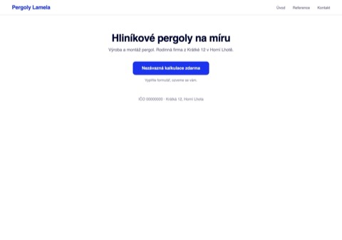 Web s jediným velkým tlačítkem nezávazná kalkulace zdarma