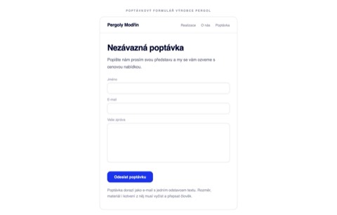 Rekonstrukce poptávkového formuláře se třemi poli, z toho jedním velkým pro volný text