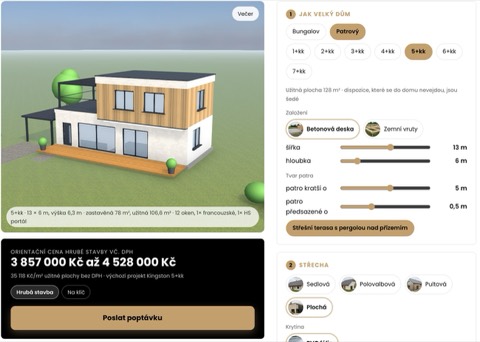Konfigurátor domu, který jsme postavili pro Woodstep