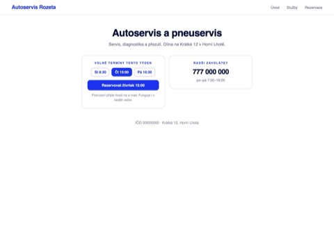 Web servisu s kalendářem volných termínů a rezervací