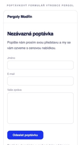 Rekonstrukce poptávkového formuláře se třemi poli, z toho jedním velkým pro volný text