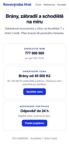 Stejný web s cenovým rozpětím u vjezdových bran