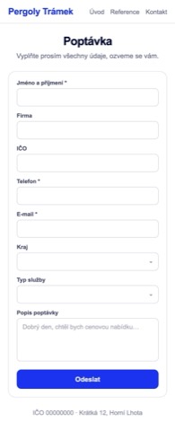 Poptávkový formulář plný polí na údaje o zákazníkovi, o zakázce jen prázdné textové pole