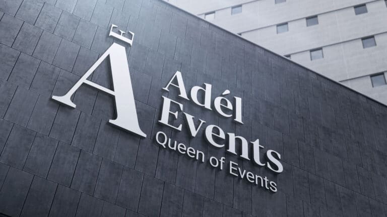 Tvorba loga a vizuální identity Adel events na budově
