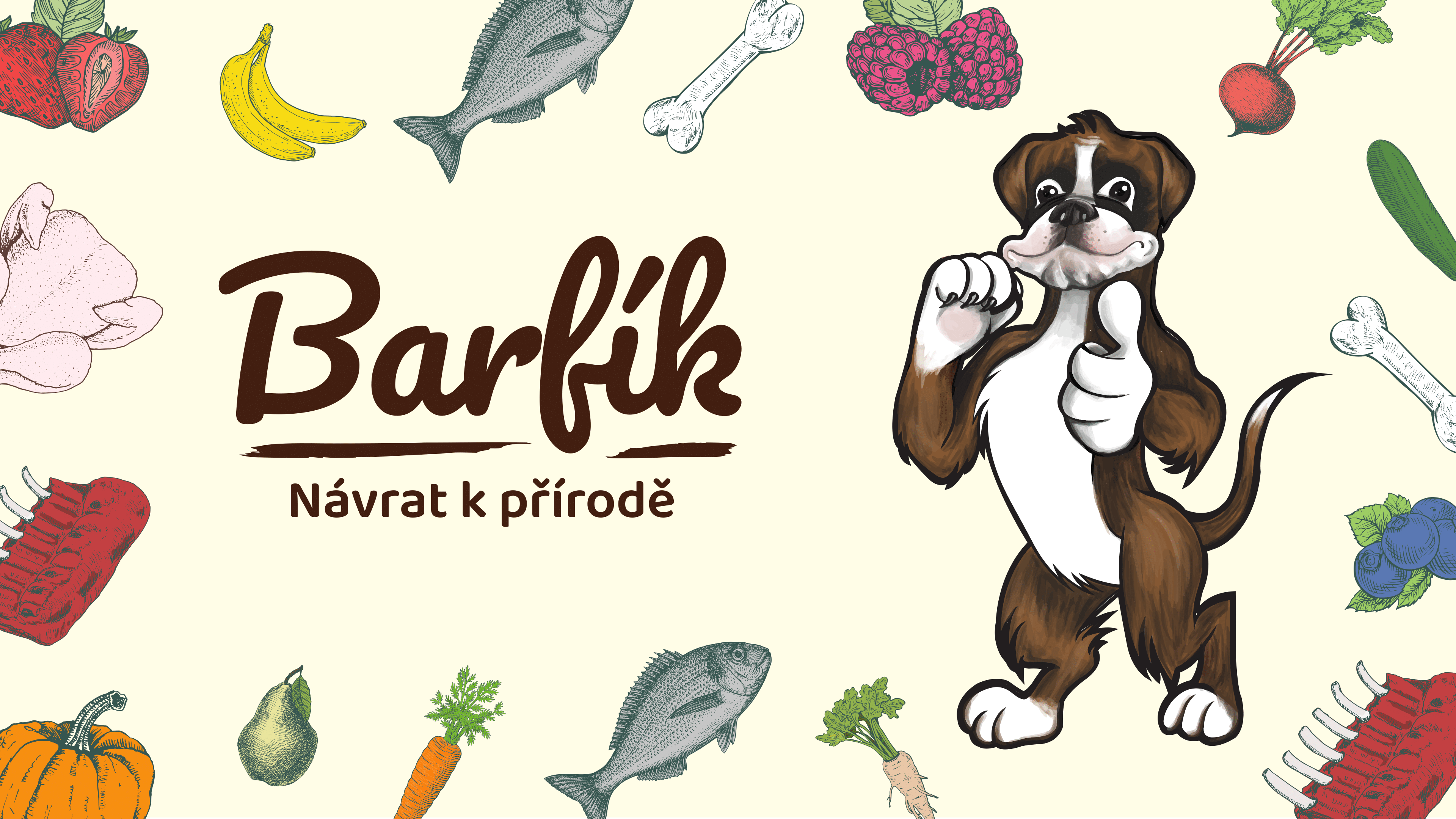 Tvorba loga a vizuální identity Barfík packshot a maskot
